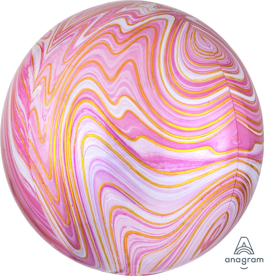 pink white gold marble orb balloon