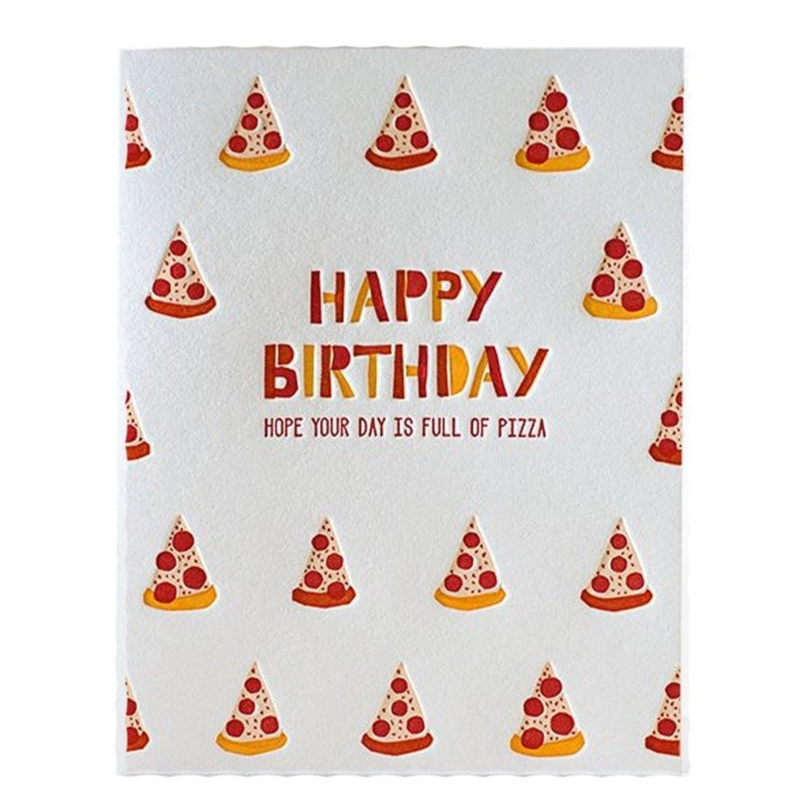 letterpress happy birthday pizza greeting card