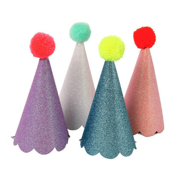 Pom Pom Glitter Party Hats