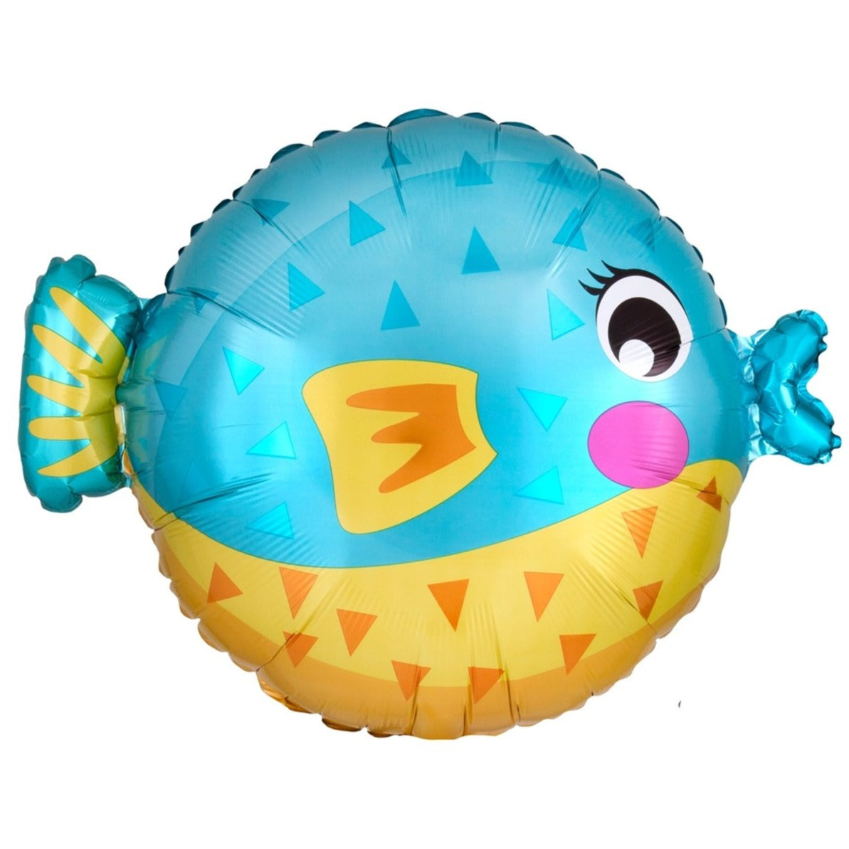 blue orange puffer fish balloon