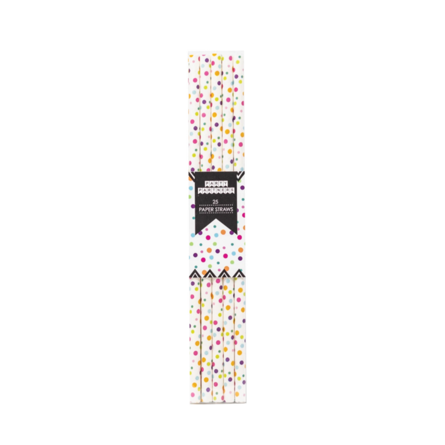 Rainbow Dots Paper Straws