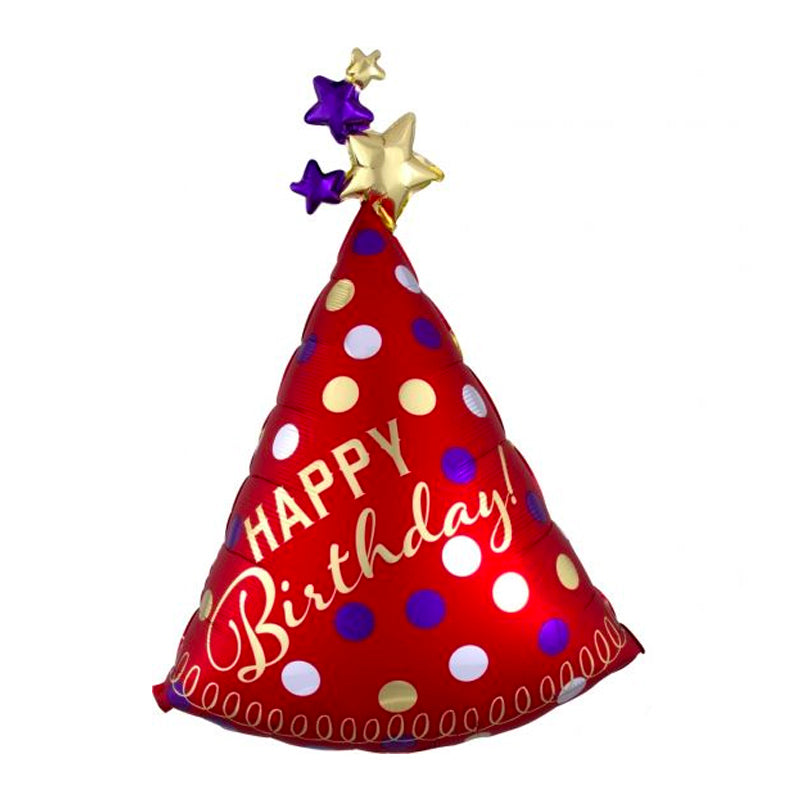 Red Party Hat Birthday Balloon