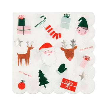 reindeer santa elf trees christmas print napkins