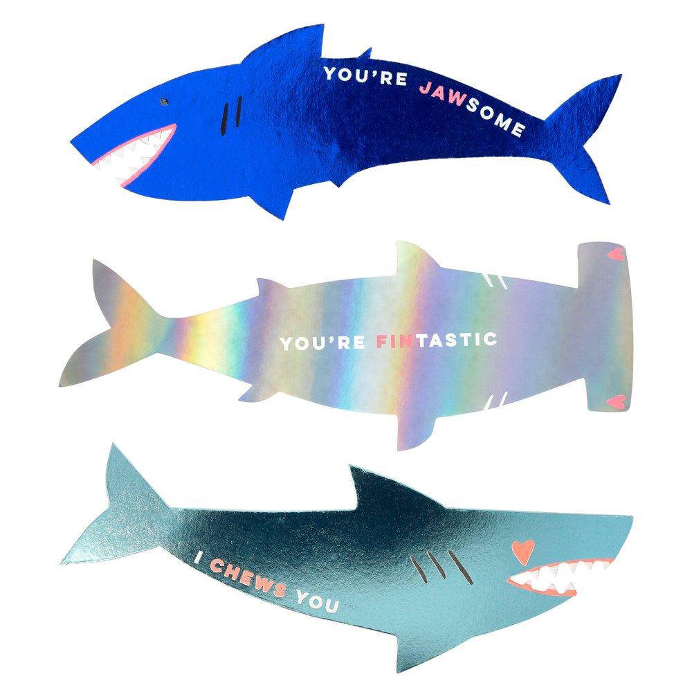 Shark Stickers Valentine's Notes (Set of 24)