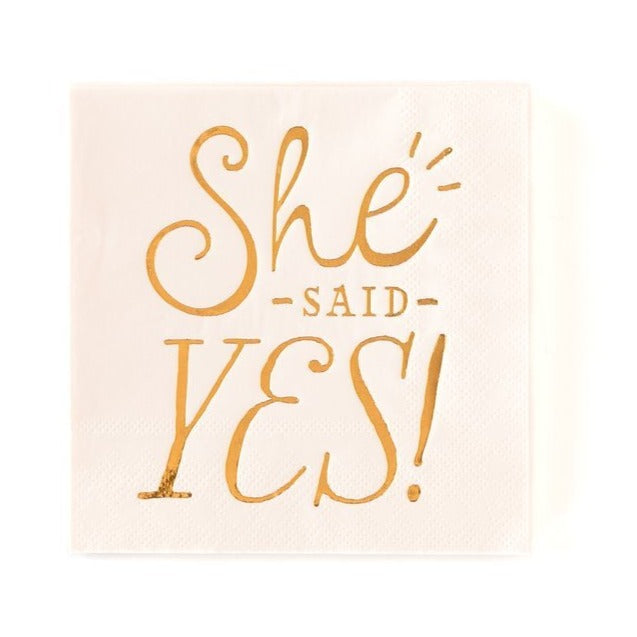 she said yes pink napkins