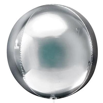 metallic silver round orb balloon