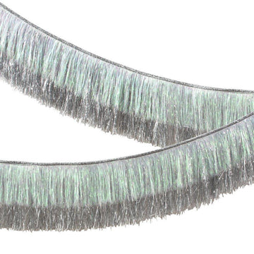 Tinsel Fringe Garland - Silver Iridescent