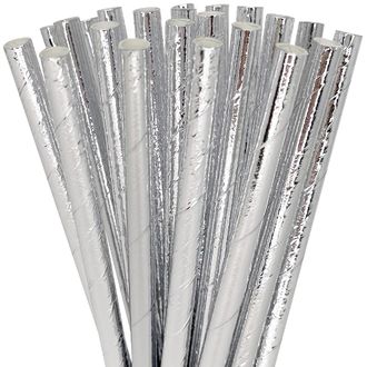 Silver Paper Straws 25ct