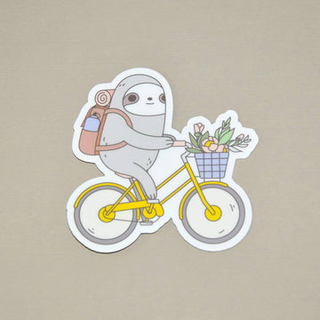 Biking Sloth Vinyl Sticker
