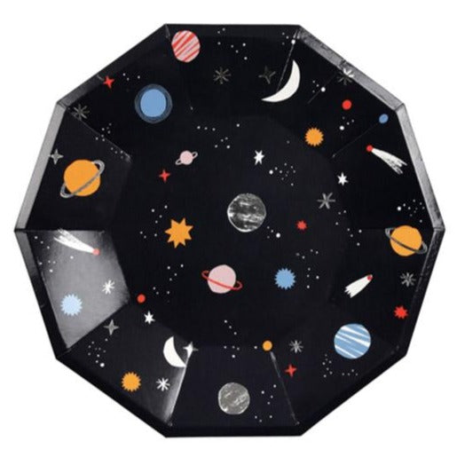 space pattern paper plates
