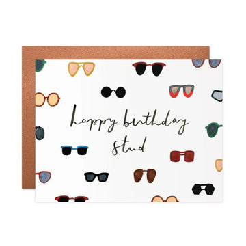 sunglasses happy birthday stud greeting card