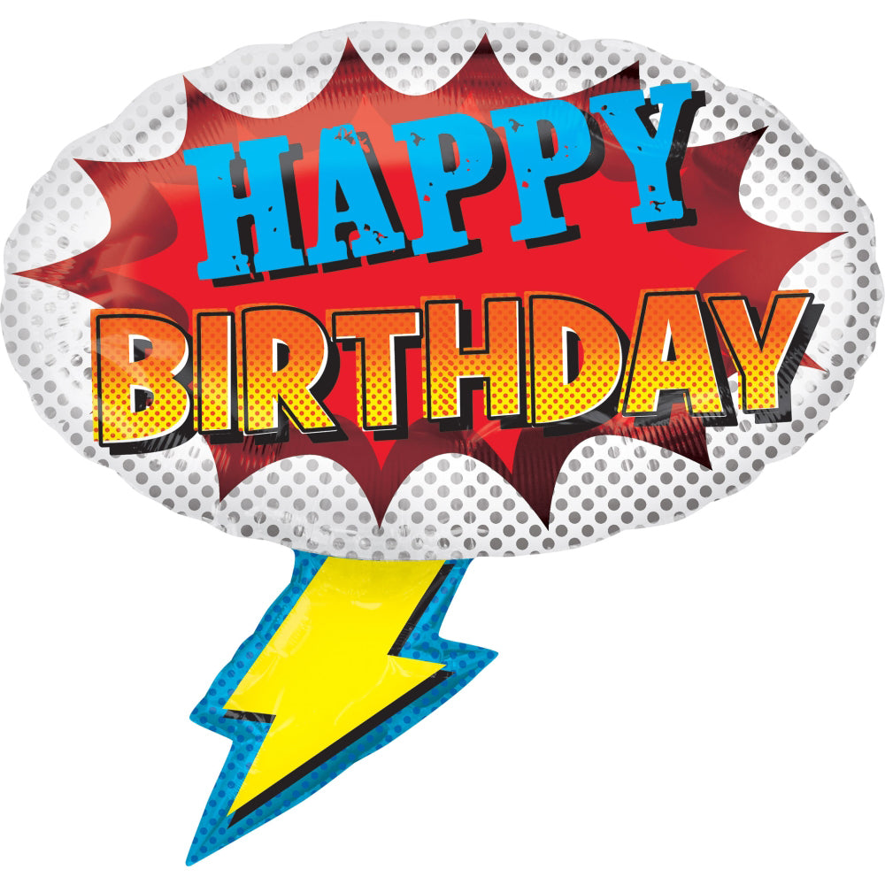 comic superhero text lightning bolt balloon