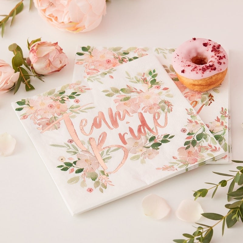 team bride floral napkins
