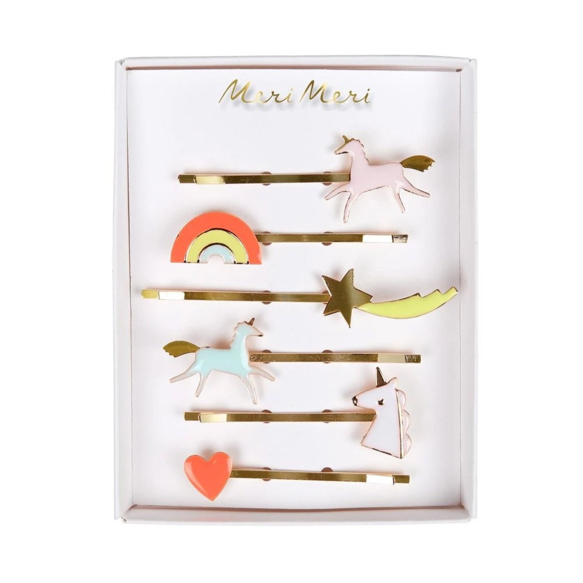unicorn rainbow enamel hair clips