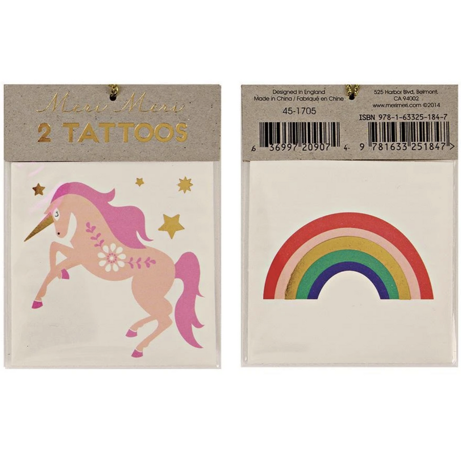unicorn rainbow temporary tattoos