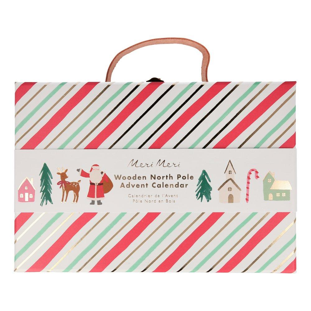Wooden North Pole Advent Calendar Suitcase