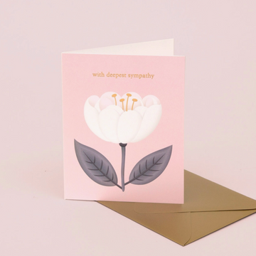 White Poppy With Deepest Sympathy Card