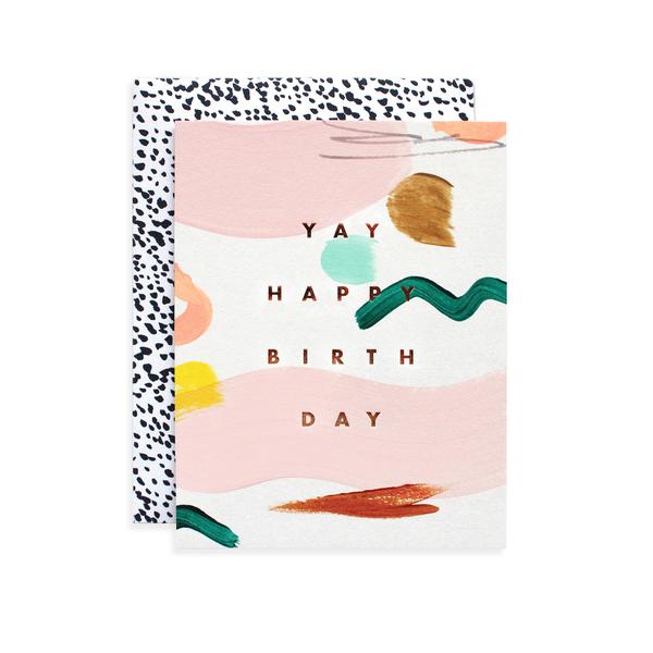 Yay Birthday Hand Painted Flat Card