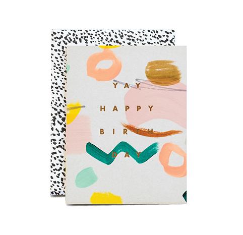 Yay Birthday Hand Painted Flat Card